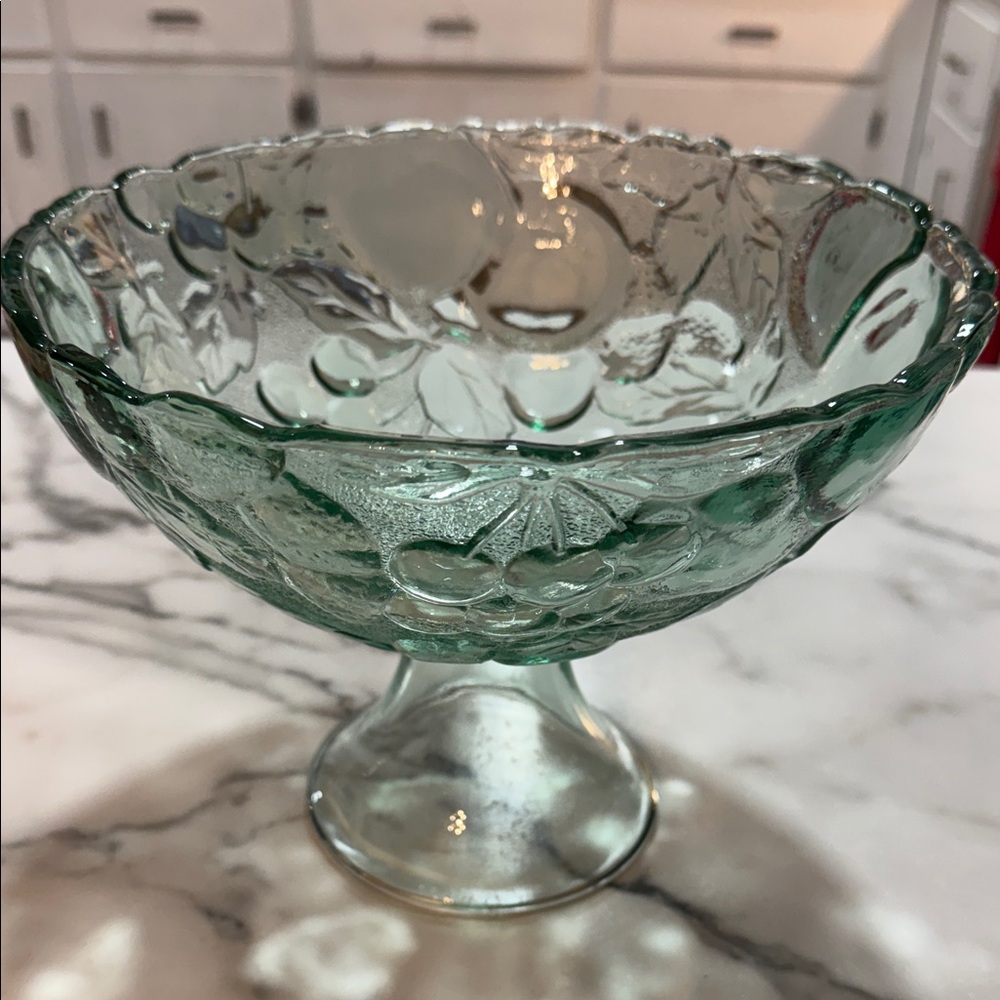 Indiana Glass Green Embossed Bowl